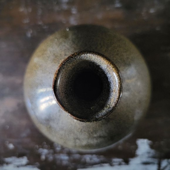 Vintage Mid Century Pottery Craft USA Stoneware Glaze Dipped Brown Bud Vase - Picture 5 of 7